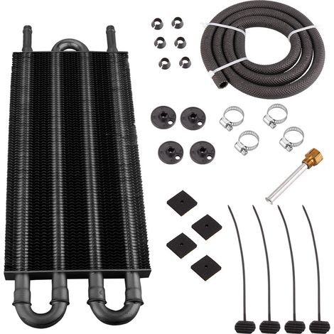 Condensador tubular de aleación de aluminio de 4 filas para aire acondicionado automotriz, accesorio universal para modificación de automóviles, color negro. (1/5)