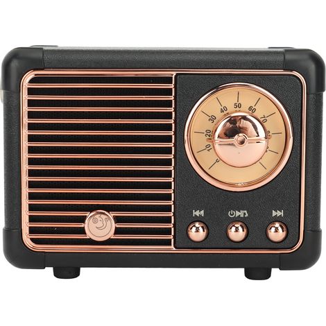 Retro-Bluetooth-Lautsprecher im Vintage-Stil, tragbarer Mini-Lautsprecher für Küche, Büro, Schlafzimmer und Outdoor-Aktivitäten, schwarz (1/4)