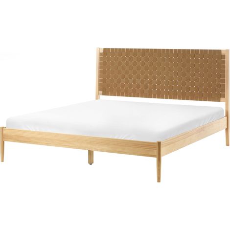 Bett mit Lattenrost Kiefernholz BRUNEMONT 160 x 200 cm Hellbraun