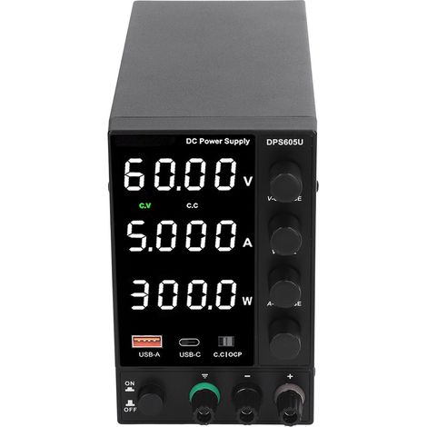 Alimentation CC variable 300 W 0-60 V 0-5 A, réglage par encodeur, affichage LED, prise UE 230 V CA (1/5)