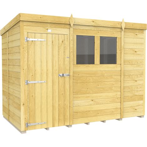 9 x 5 Feet Pent Shed - Single Door With Windows - Wood - L147 x W276 x H201 cm