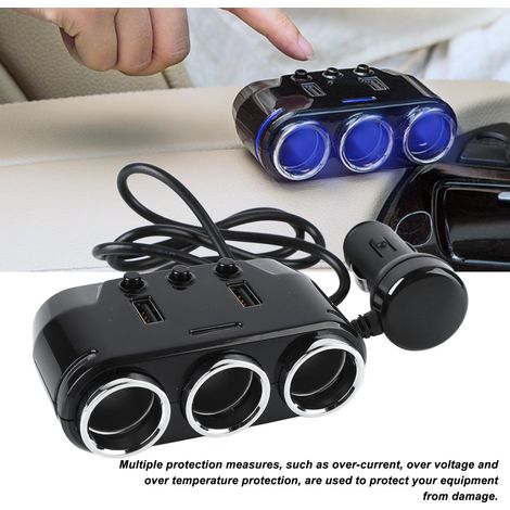 Adaptateur allume-cigare 12V vers 24V, prise triple durable et longue durée pour voiture. (1/5)