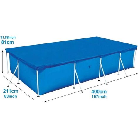 Cubierta rectangular tubular para piscina, cubierta rectangular para piscina, cubierta de burbujas para piscinas tubulares, cubierta para la lluvia - Azul (400 x 210 cm) (1/3)