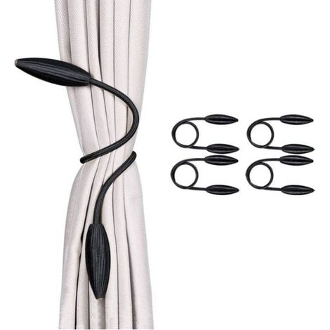 Set of 4 (Black) European Style Decorative Creative Twisted Curtain Tiebacks for Home Office Window (1/5)