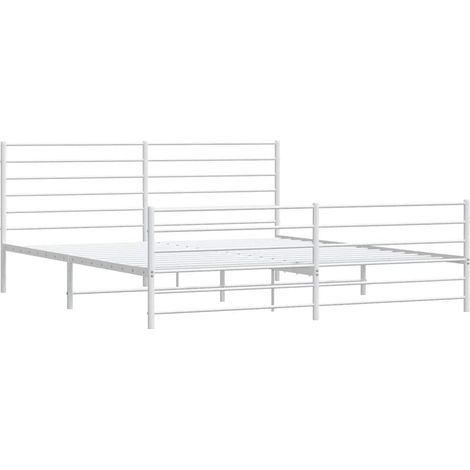 Metal Bed Frame without Mattress with Footboard White 180x200cm vidaXL