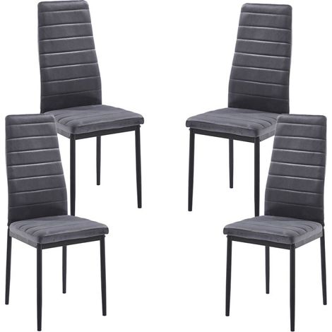 Packs Sillas Comedor - Pack 4 Sillas Lauter Terciopelo - Gris oscuro