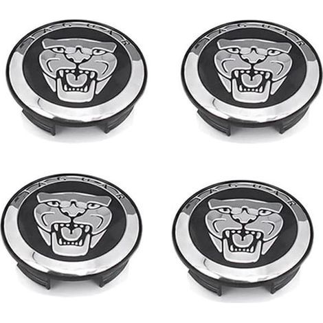 Jeu de 4 enjoliveurs noirs 59 mm pour JAGUAR X TYPE XK XF XJ XJ8 XJ6 (1/4)