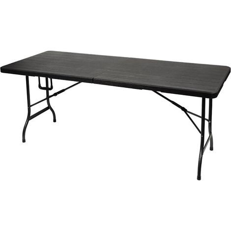 Tavolo pieghevole a metà - motivo legno - 180 x 75 x 74 cm (1/2)