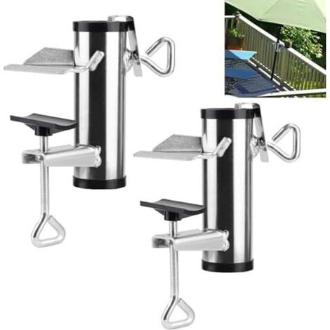 2 x Pieds de Parasol Support de Parasol pour Table de Jardin, Pince de Parapluie Réglable, Support pour Pied de Parasol pour Balc (1/4)