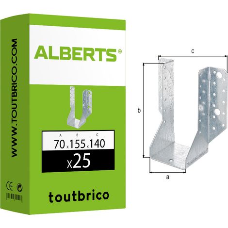 25 supports U ailes extérieures 70 x 155mm - Alberts (1/4)