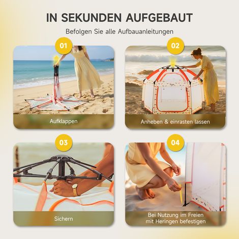 Jovikids berceau pliable pour bébé avec auvent, tente pop-up pour enfants en extérieur, grand parc hexagonal avec sac de transport pour la maison, le jardin, la plage. 150x150x105cm (1/5)