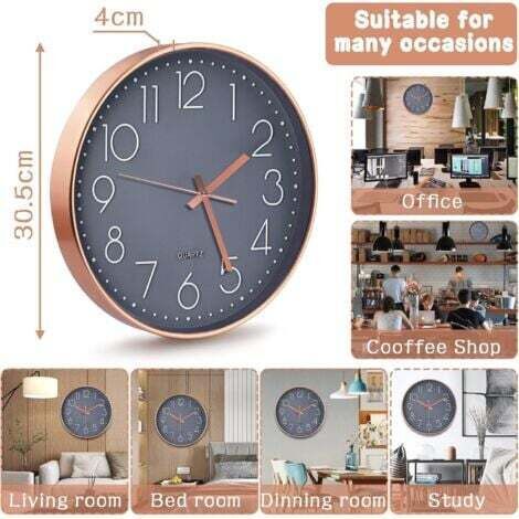 NALOOKAMIC  Horloge Pendule Mural,Horloge Murale Moderne 30cm Horloge Murale Ronde,Horloge Murale à Quartz,sans de Bruit, Style Moderne pour Maison/Cuisine/Bureau-Fonctionne sur Pile
