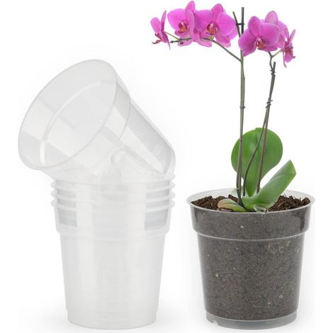 6x Orchideentöpfe 11.5cm transparent mit Drainageloch für Sukkulenten & Kakteen (1/5)