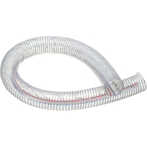 2" / 50mm ID Tuyau Renforcé Fil Métallique 1 Mètre, Tuyau PVC Vinyle Aspiration Haute Pression Résistant Aux Produits Chimiques Avec Spirale Pour Eau Carburant, Transparent (1/5)