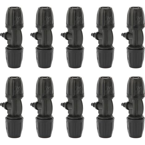 Lot de 10 raccords en T réducteurs 8/11 à 4/7 avec boucle, pour tuyau d'arrosage par atomisation et connecteur à barbes. (1/5)