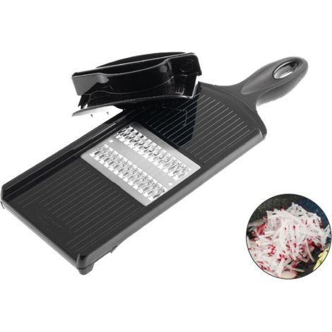 Bidirektionale Mandoline 14x42 cm mit Edelstahlklinge - Präziser Julienne-Schnitt 3x3 mm, rutschfeste Basis
