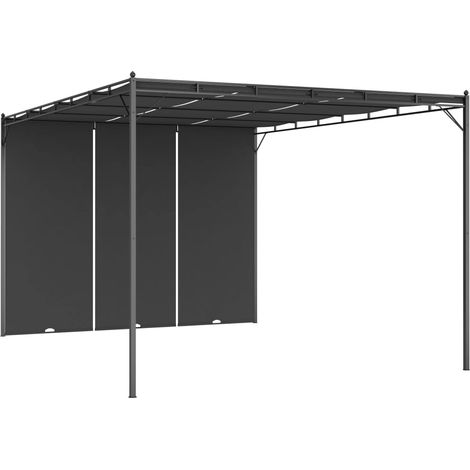 Belvédère de jardin, Belvédère de barbecue, Tonnelle et Pergola de jardin avec rideau latéral 4x3x2,25 m Anthracite NKK93340 (1/5)