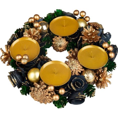 Kranz MagicHome Weihnachten, golden, 25 cm (1/3)