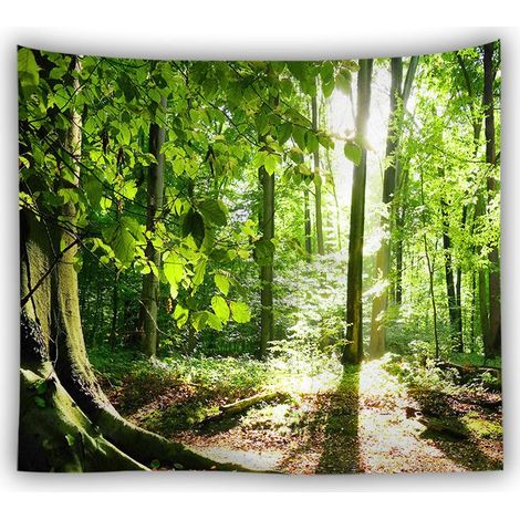 Tapisserie Murale 200 x 150cm Décorative Forêt, Paysage Naturel pour Chambre Salon Dortoir (1/5)