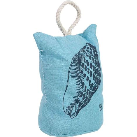 Tope de puerta de algodón con caracola azul 12x12x25cm