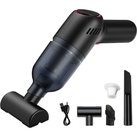 Wiederaufladbarer Handstaubsauger für Autos, für Nass- und Trockenreinigung, tragbar. Für Autoteppiche – schwarz. (1/4)