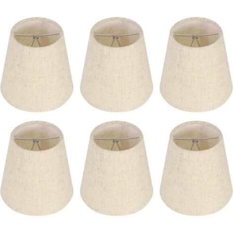 Aktion, Set aus 6 kleinen Lampenschirmen, Barrel-Lampenschirm aus Jutestoff mit Clip für Glühbirne für Tisch- und Stehlampen, Nordischer beige Kronleuchter-Lampenschirm 3,5 x 5,5 x 5,2 Zoll