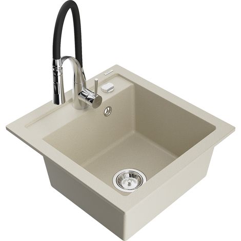 Mexen Vito lavello in granito a 1 vasca con miscelatore cucina Aster, beige - 6503-69-73450-07 (1/5)