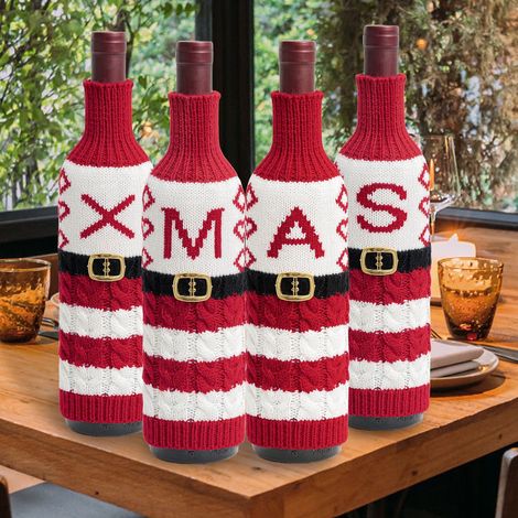 Set Lettre De Noël - Décoration Pour Bouteille De Vin - Accessoire Festif Pour Fête Et Restaurant - 1 Pièce (1/5)