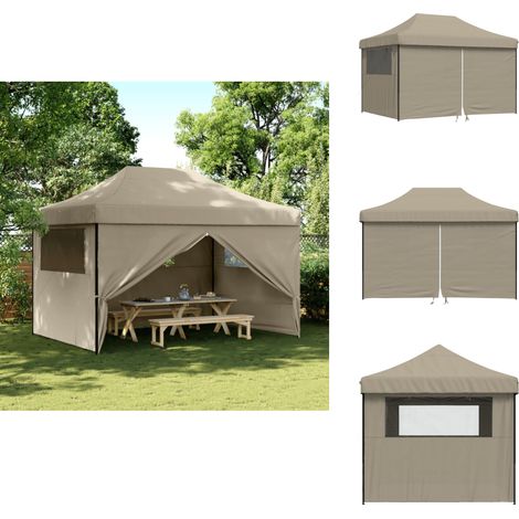Tente de réception pliable escamotable 4 parois latérales taupe - Tente De Réception - Abri Extérieur - Gazebo - Structure Extérieure - Événement En Plein Air (1/5)