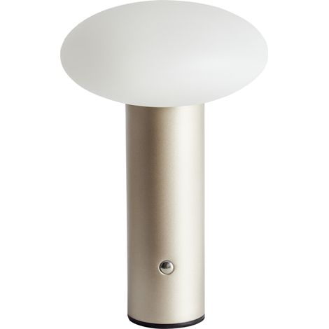 Lámpara de mesa moderna de hierro PE para interior con luz LED inalámbrica seta dorada Buayan