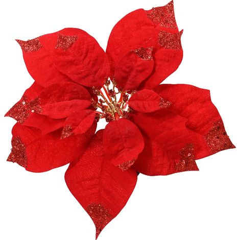 Decoro Natalizio Stella di Natale Rossa con Glitter - 25x25 cm
