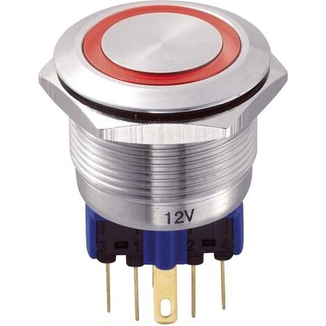 Bouton-poussoir antivandalisme TRU COMPONENTS GQ22-11E/R/12V 701776 250 V/AC 5 A 1 x On/(On) IP65 à rappel 1 pc(s) (1/4)