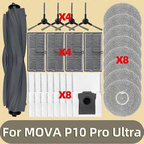Ersatzteile für den MOVA P10 Pro Ultra Staubsauger: Tricut Hauptwalze, Seitenbürste, HEPA-Filter, Reinigungstuch, Staubbeutel. (1/5)