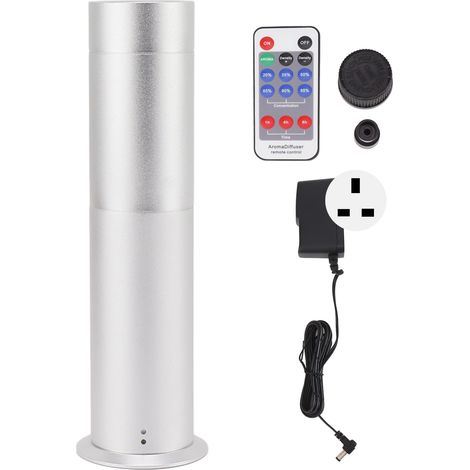 Ätherischer Öldiffusor aus Aluminiumlegierung mit Fernbedienung für Zuhause, Büro, Hotel – 100–240 V, UK-Stecker, silberfarben (1/5)