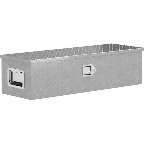 Coffre à outils caisse de rangement en aluminium avec poignées latérales, verrou et clés, coffre à outils pour camion, boîte de stockage pour remorque, 99 x 33 x 25,5 cm (1/5)