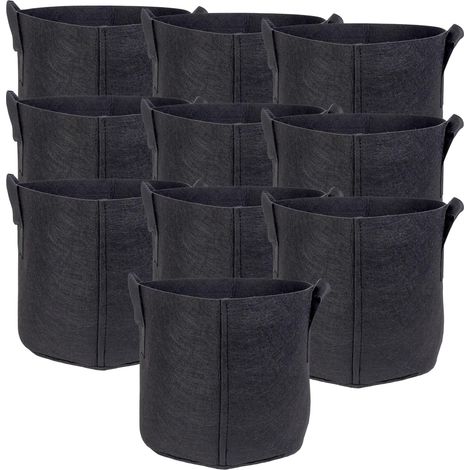 Pflanzsäcke – 10 Stück – Vliesstoff – 11 Liter – mit Tragegriffen – für Garten und Gewächshaus – 25 x 22 cm (1/5)