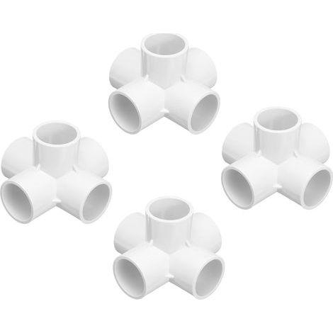 Lot de 4 Raccords coudés PVC 32mm Blanc 5 voies pour Conduit Électrique et Irrigation (1/5)