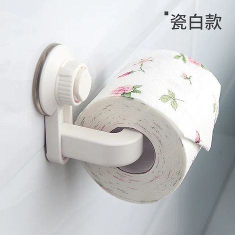 Hochwertiger, bohrfreier Papierhandtuchhalter, Küchen-Papierhandtuchrollenhalter mit Saugnapf, Badezimmerregal, weißer Organizer (1/3)