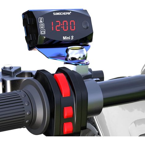 Compteur Moto Universel, Montre ÉLectronique De Moto Horloge NuméRique VoltmèTre ThermomèTre avec Affichage NuméRique Grand ÉCran Universel pour Toutes Les Motos 12 V (1/5)