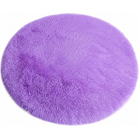 Tapis rond violet, 1,2 x 1,2 m, doux, idéal pour une chambre de fille (1/5)