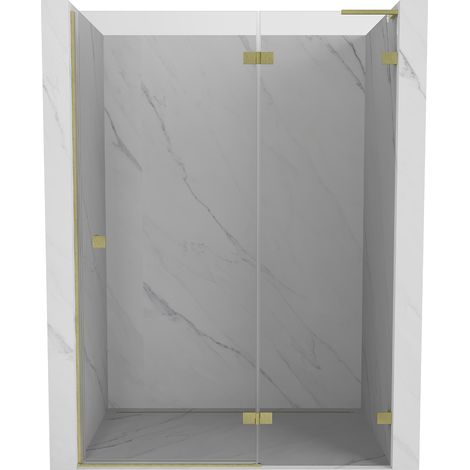 Mexen Lunar L Duschschwingtür rechts 140 cm, transparent, gebürstet gold - 834L-140-000-55-00-P (1/5)