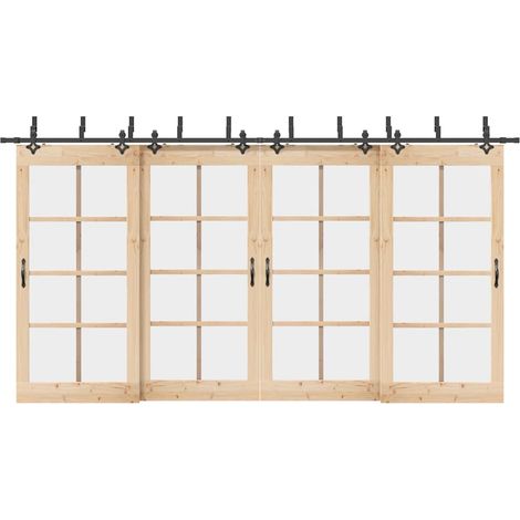 Schiebetürbeschlag-Set 427 cm Stahl Schwarz