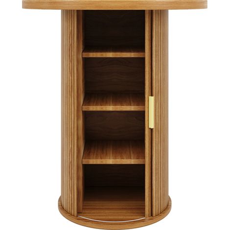 Runder Bartisch mit Stauraum 60 x 60 x 91,6 cm aus MDF in Holzoptik und Metall MODENUIT (1/5)