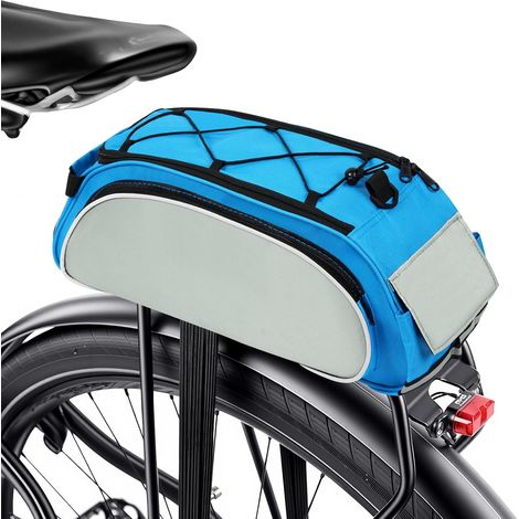 Sacoche Vélo 3en1 Étanche 10L Sac Porte-Bagages Réfléchissantes Bleu Sac Coffre Siège pour VTT Electrique Outdoor Voyage Sport (1/5)