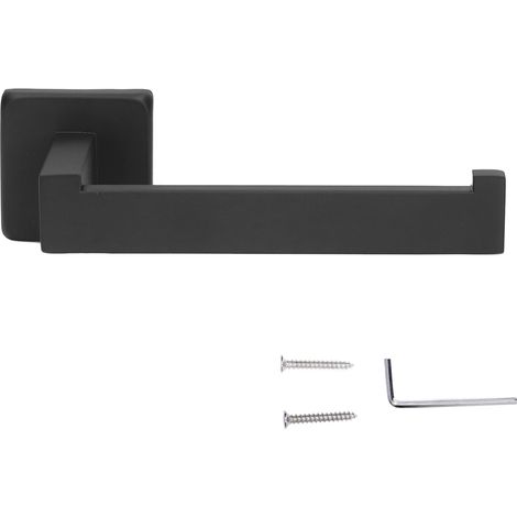 Support mural pour papier toilette en acier inoxydable - Porte-rouleau ouvert pour salle de bain et cuisine - Noir mat - Installation murale avec vis fournies (1/5)