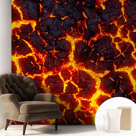 Papier peint intissé pour salon chambre à coucher peint imprimé Installation facile - Colle incluse gratuite Magma puissant 250x250 cm (1/5)