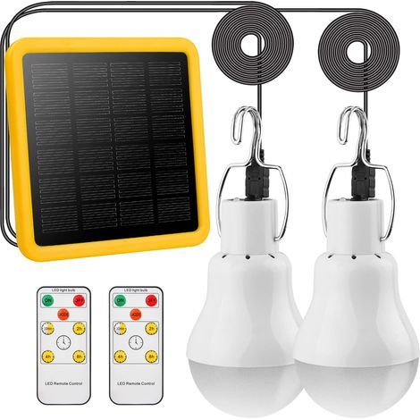 2-Pack Solar Lights, 130 Lumens, 3.5M Cable, Remote Control, Rechargeable, for Garden and Camping (1/5)