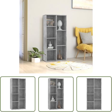 The Living Store Bücherregal Betongrau 50x25x106 cm Holzwerkstoff - Bücherregal - Holzmöbel - Regal Grau - Aufbewahrungssystem - Wohnzimmer Deko (1/5)