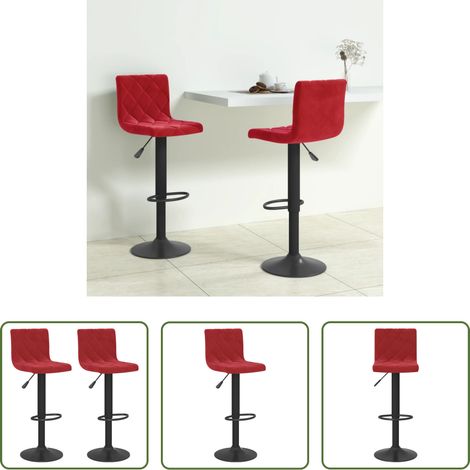Tabouret de bar - Tabourets de bar lot de 2 rouge bordeaux velours (1/5)