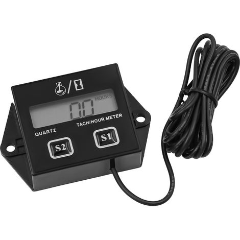 Tachymètre numérique LCD compteur d'heures de fonctionnement rappel d'entretien batterie remplaçable pour tondeuse à gazon générateur de tracteur équipement à essence (1/5)